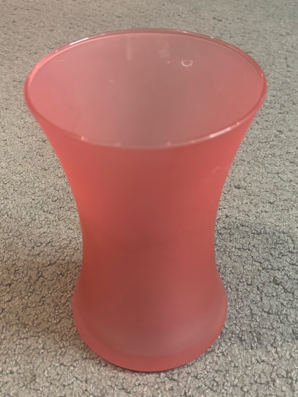 Pink Frosted Glass Gathering Bouquet Vase 8” x 5”